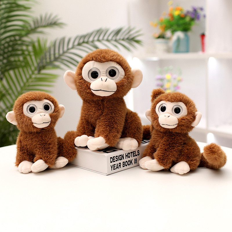 17/23CM Simulation Big Eyed Smile Golden Monkey Plush Toy Soft Stuffed Monkey Doll Birthday Gift For