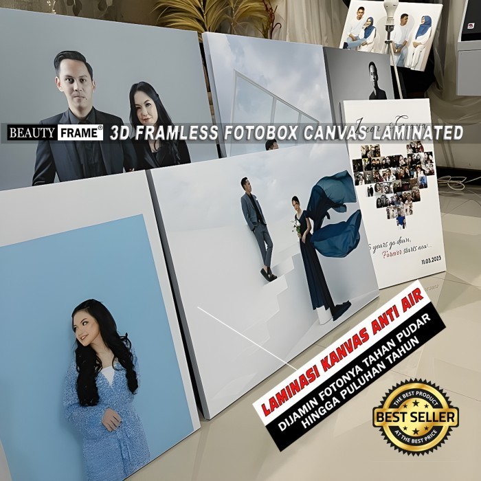 CETAK FRAMELESS FOTO BOX LAMINASI KANVAS HIASAN DINDING MINIMALIS 3D - A. 20x30 Cm