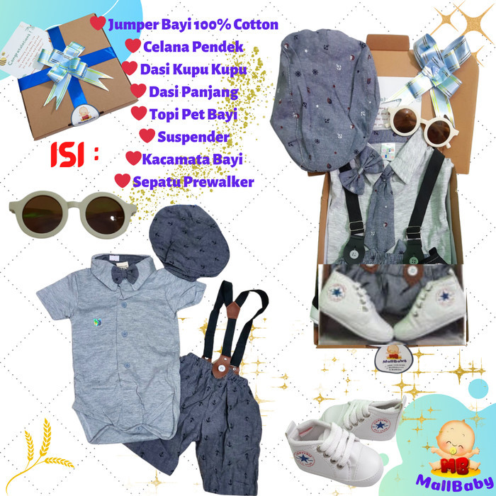 

Best Seller- Kado Bayi Cowok Lahiran Hampers Baby Boy Gift Set Newborn Bayi Laki La - Feather Grey