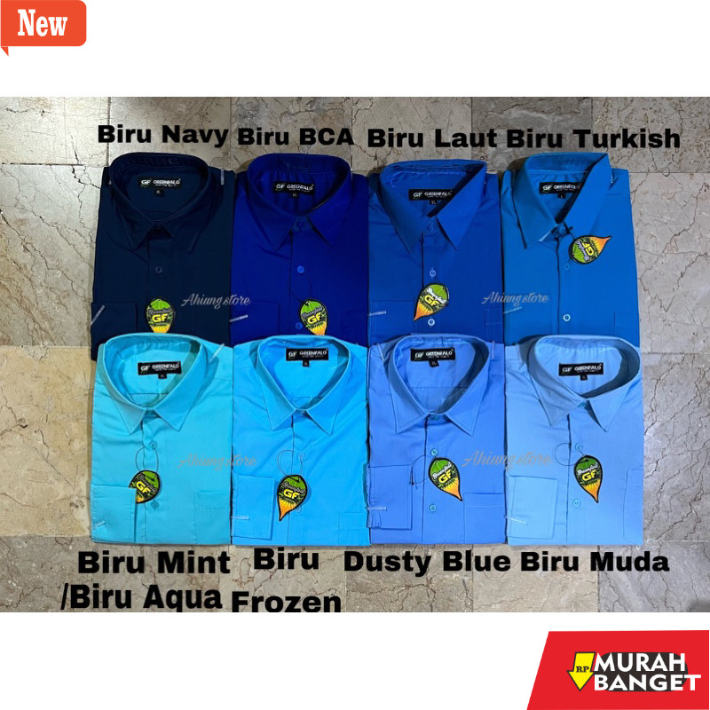 Kemeja formal pria KEMEJA PRIA GREENFALO - KEMEJA POLOS LENGAN PANJANG PRIA WARNA BIRU NAVY / BIRU B