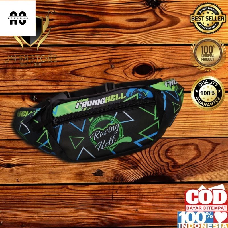As) COD tas selempang cowok waist bag pria racing hell original murah bahan berkualias Tas Pinggang 