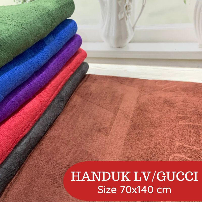 RC Handuk Mandi Dewasa Jumbo Gucci/LV Playroom Ukuran 70x140 Halus dan Lembut