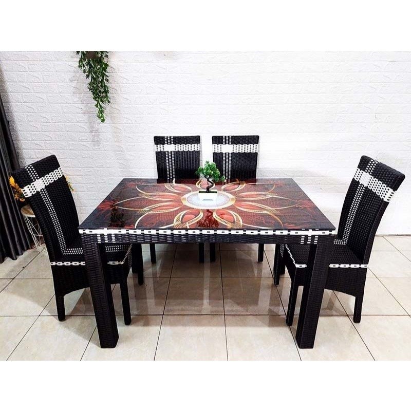 Meja makan Rotan 4 Kursi meja makan sintetis PURWOKERTO
