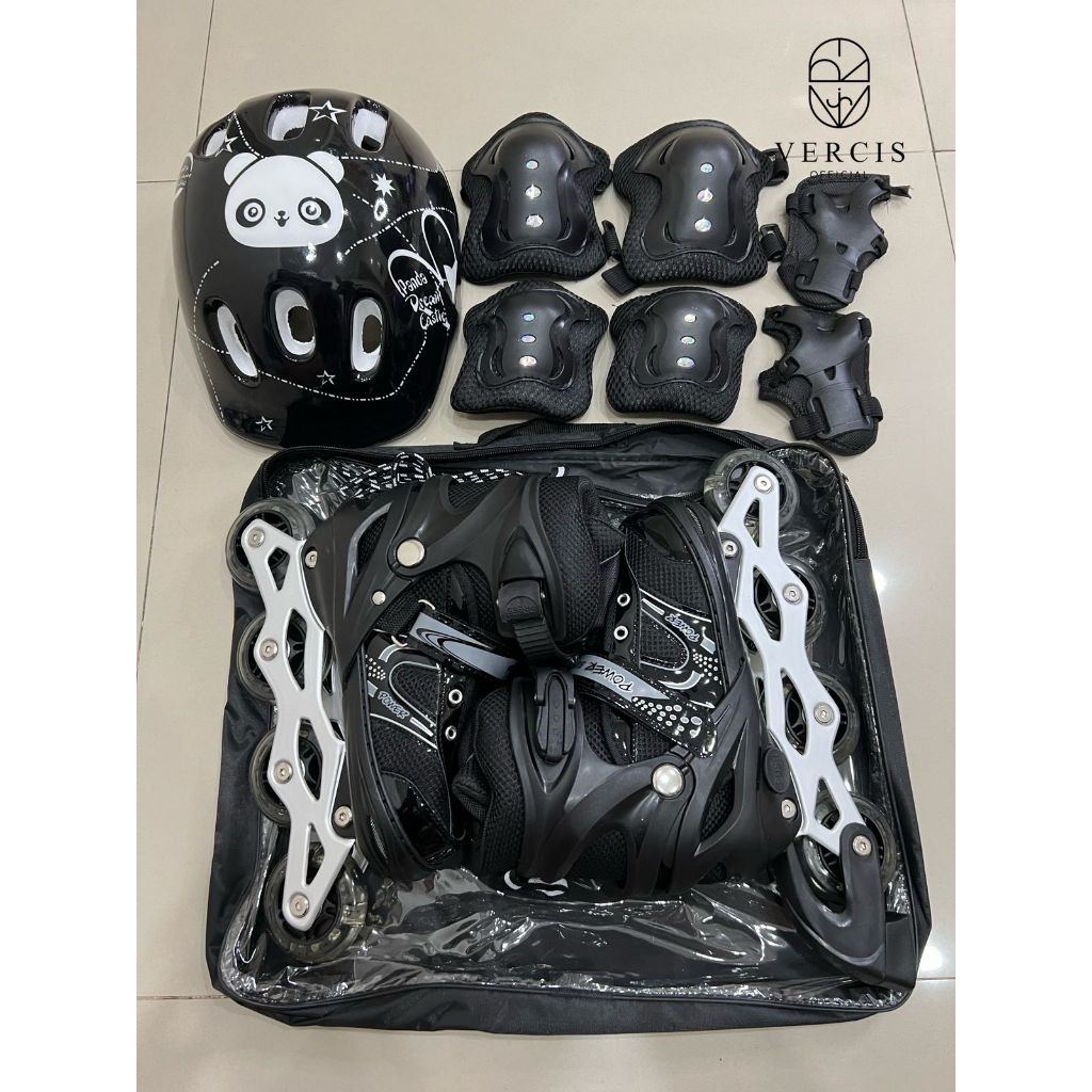 ER22 Sepatu Roda Anak Perempuan Import Inline Skate Laki Laki Full Karet PU Nyala Roller Outdoor Ola