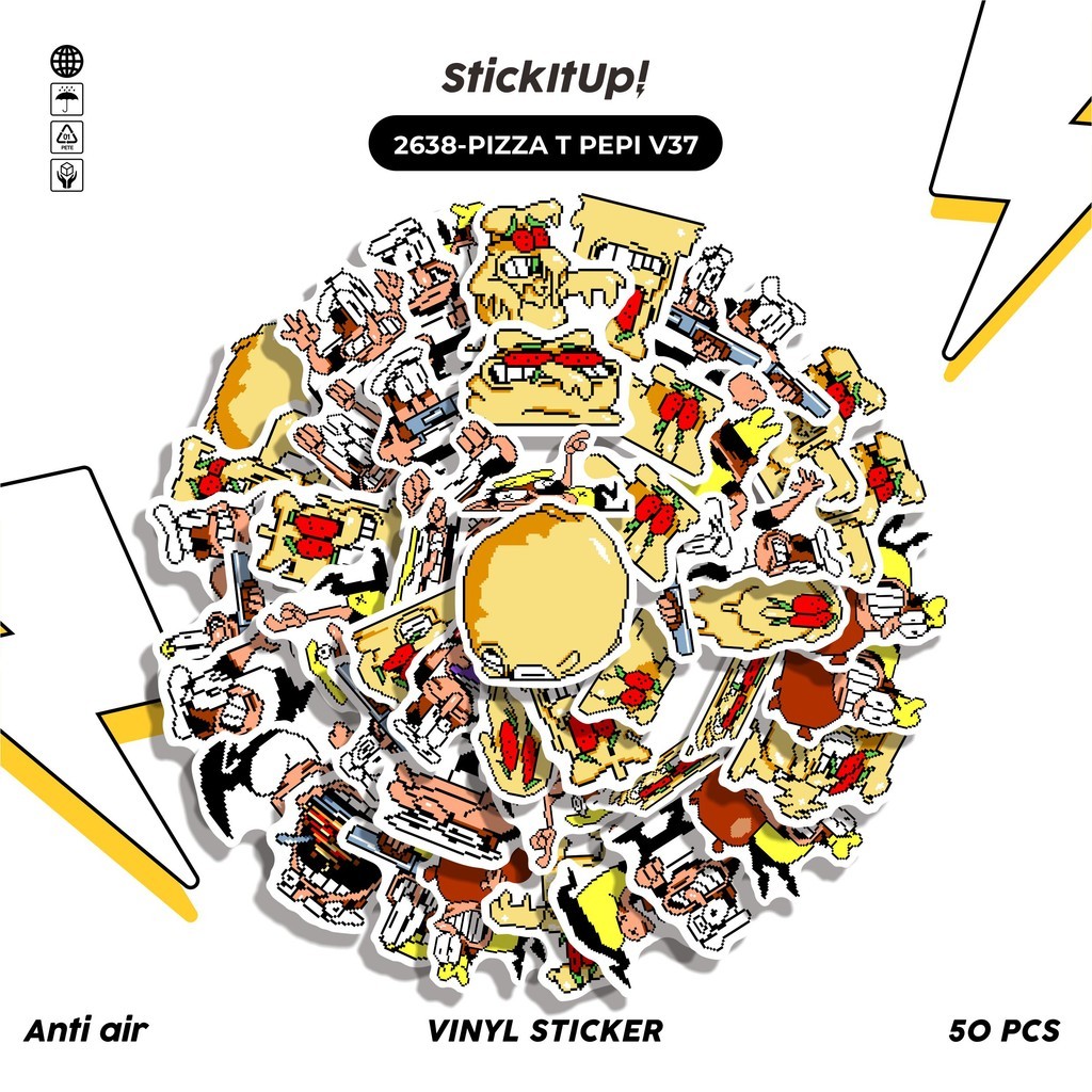 

COD✨ 50 Pcs Stiker PIZZA T PEPI V37 Lucu Anti Air Untuk Dekorasi Notebook Sepeda Skateboard Handphone DIY