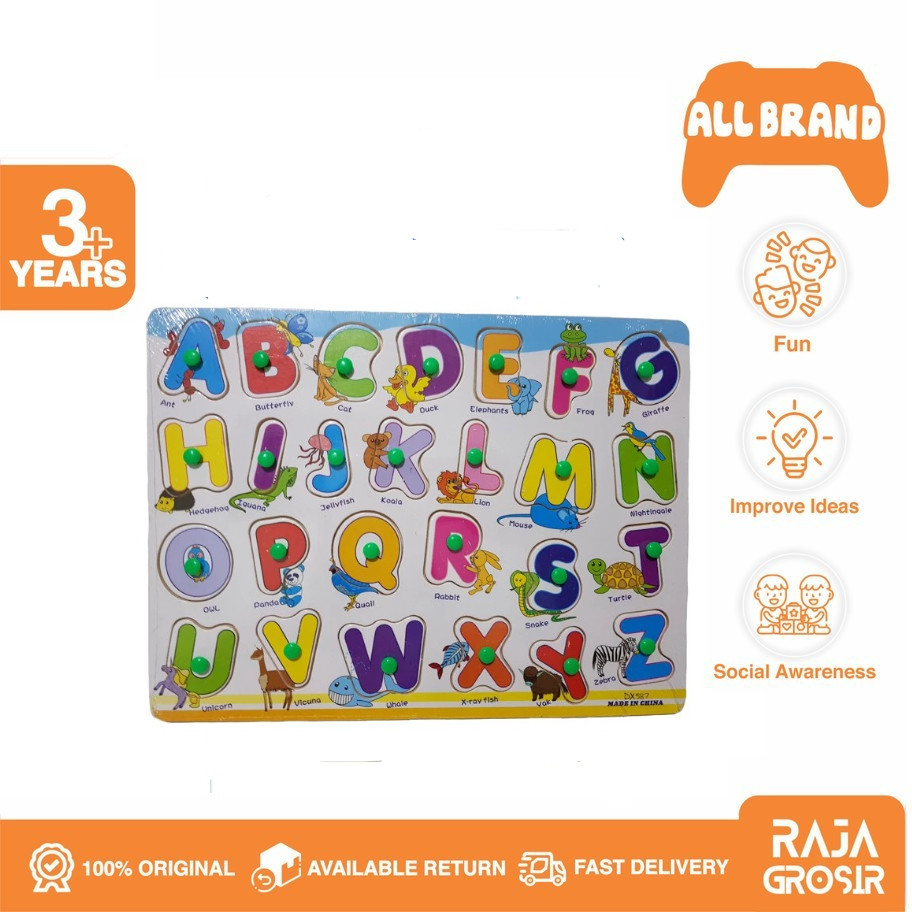 Mainan Edukasi Puzzle Knob Huruf Abjad