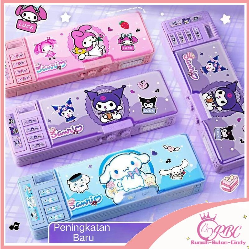 

【Penjual Lokal】Kuromi Kotak Pensil Lapis Ganda Berkapasitas Besar Sanrio Tempat Pensil Password Multifungsi Lucu