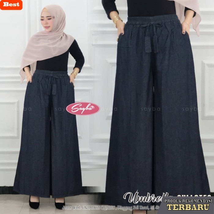celana jeans wanita kekinian UMBRELLA KULOT JEANS CELANA PANJANG WANITA JUMBO