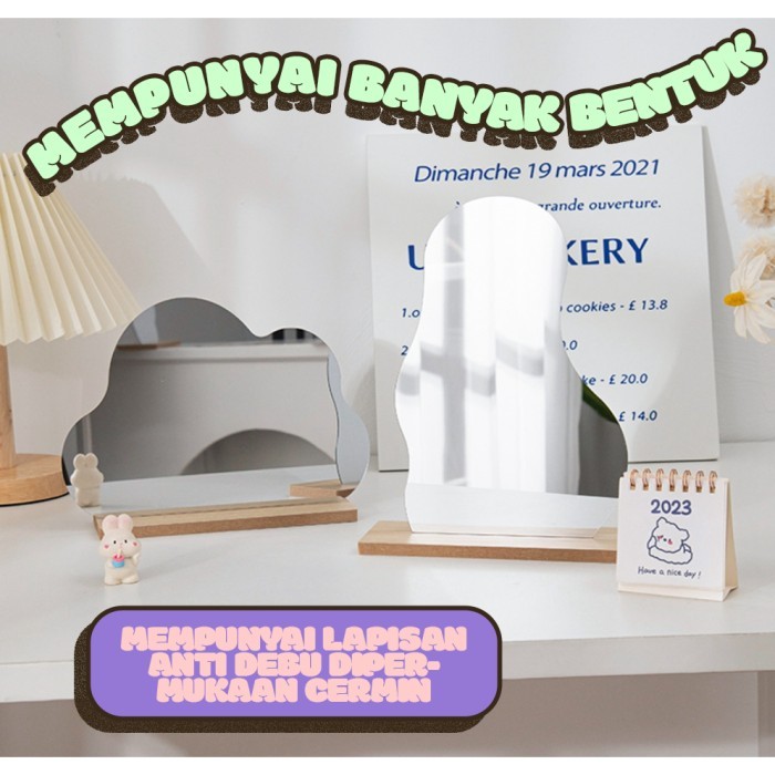 [BEC] Cermin Aesthetic Mirror Kaca Unik Cermin Meja Rias / Cermin Dinding Aesthetic Mirror Wall 4 Mo