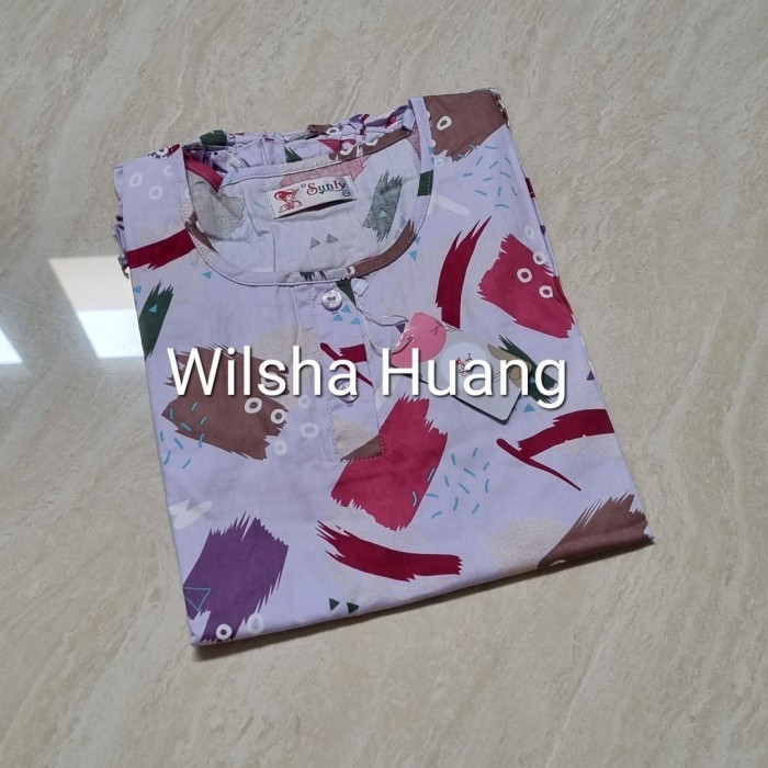 Baju Tidur Sunly Size 24 C.Panjang artPainting - Ungu, 24