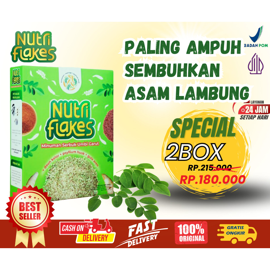 

Terlaris Nutriflakes Sereal Umbi Garut Asam Lambung Original 2 Box oke