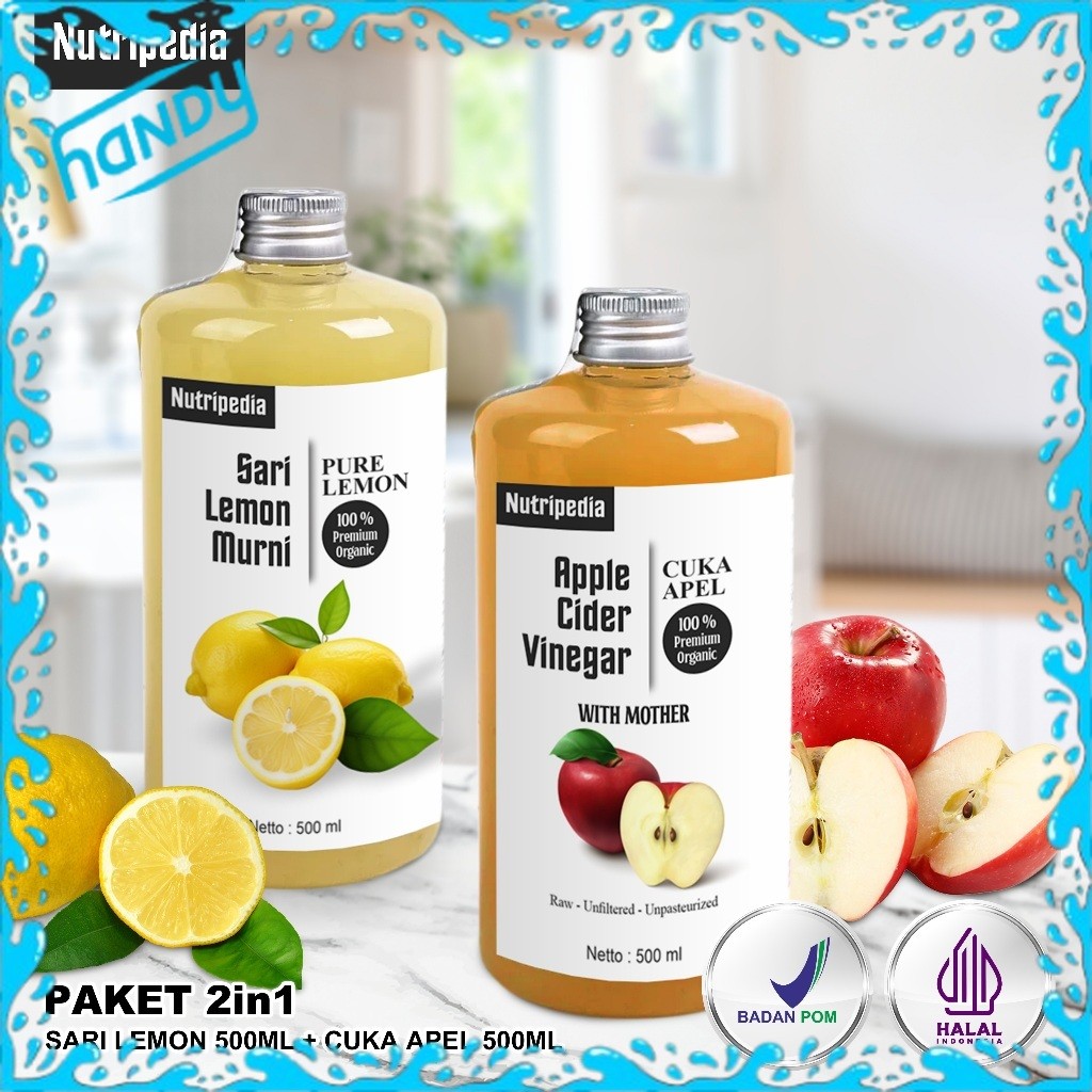 

NUTRIPEDIA - PAKET SEHAT DIET DETOX - SARI LEMON 500ML DAN CUKA APEL 500ML