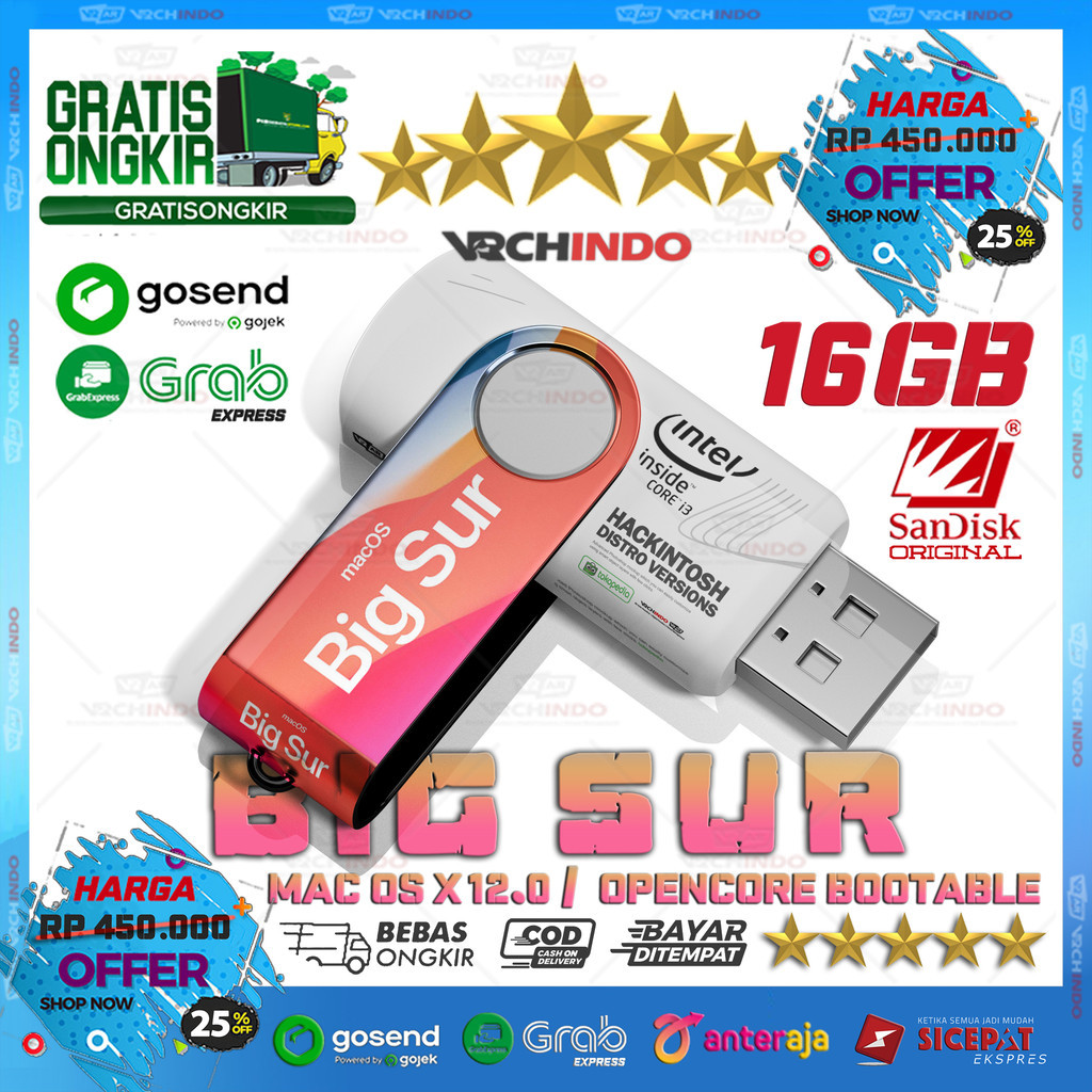 Mac OS X 11.0 - MacOS BIG SUR | Hackintosh for Komputer / Laptop / PC Dekstop | 16GB Bootable Instal