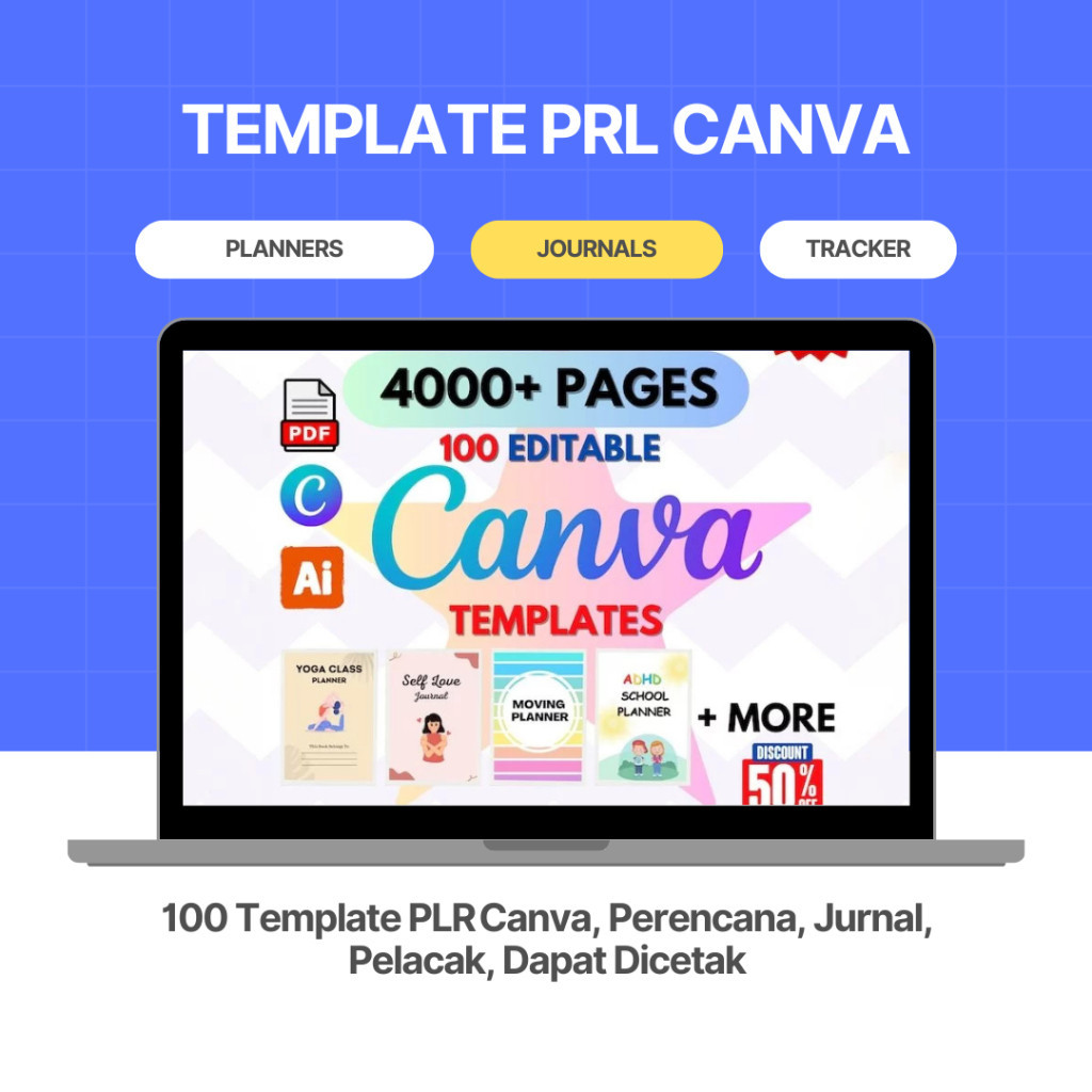 AKSES LIFETIME || H12TCA1 || Kumpulan Template PLR ​​Canva 4000+ Halaman, 100 Template PLR ​​Canva, 
