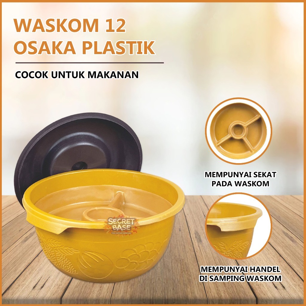 GT63WE (ISI 12pcs) BASKOM SEKAT TUTUP - Baskom Hajatan / Waskom / Wakul / Bakul Nasi Plastik