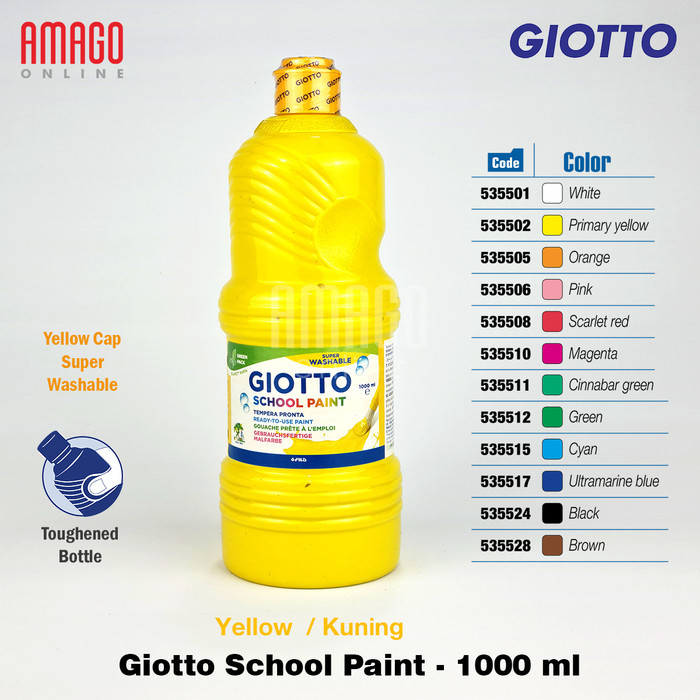 

⭐BISA COD⭐ GIOTTO SCHOOL PAINT SATUAN 1.000 ml PILIH WARNA Kuning