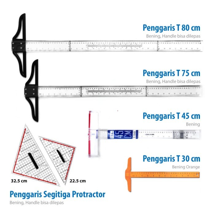 

Penggaris T, Mor Segitiga Meja gambar Drafting Arsitek bukan Rotring - Segitiga 22.5cm