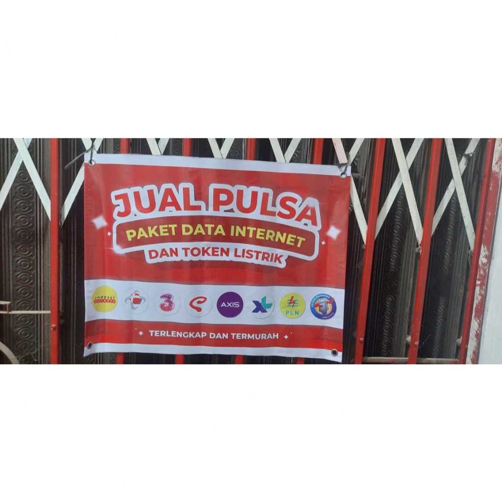 Spanduk Konter Jual Pulsa & Paket Data Panjang | Banner Konter Pulsa, Paket Data & Token Listrik | U