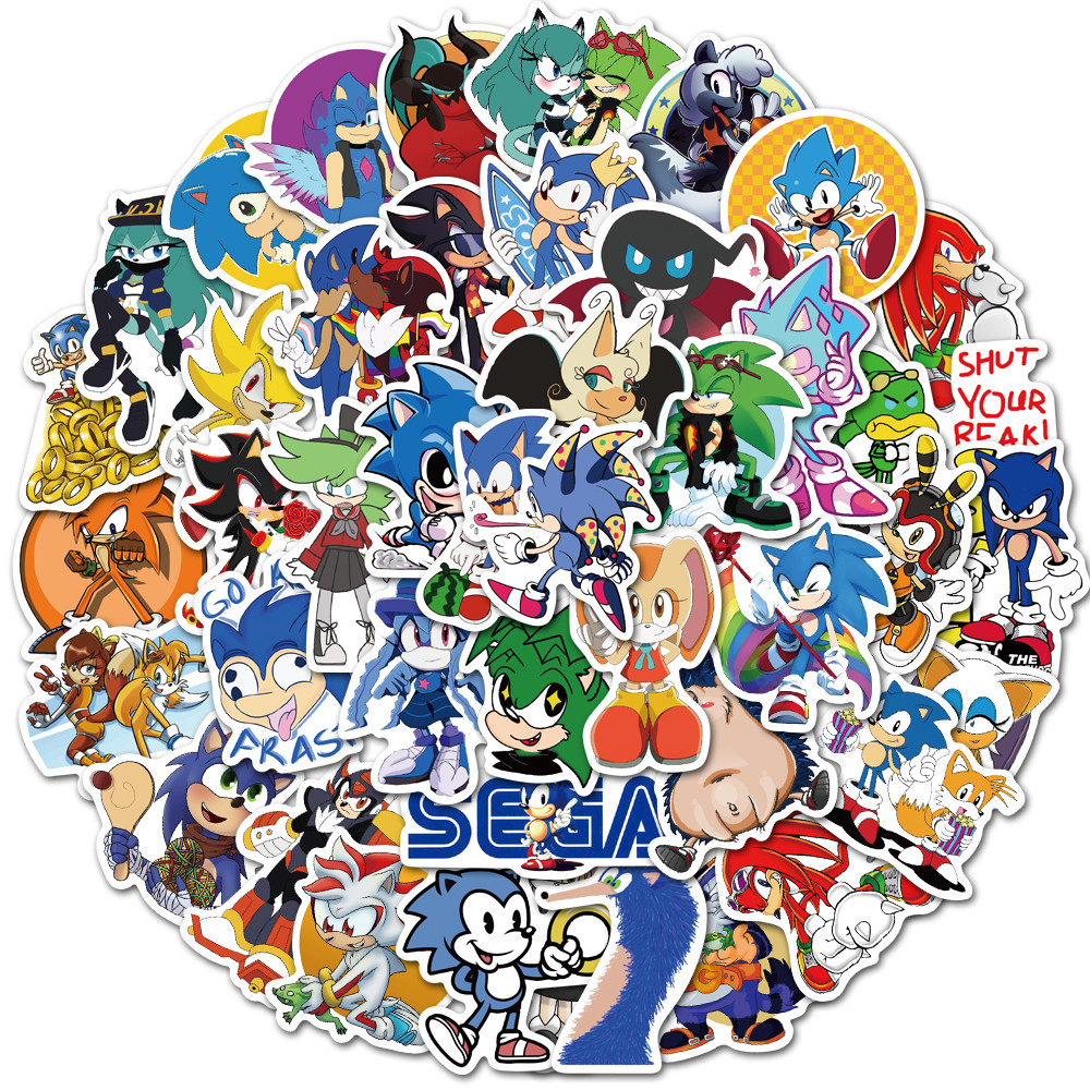 

50pcs/Pack Sonic Stickers Creative Cartoon The Hedgehog Refrigerator Sticker Graffiti Luggage Book Notebook Sticker Kids Gifts