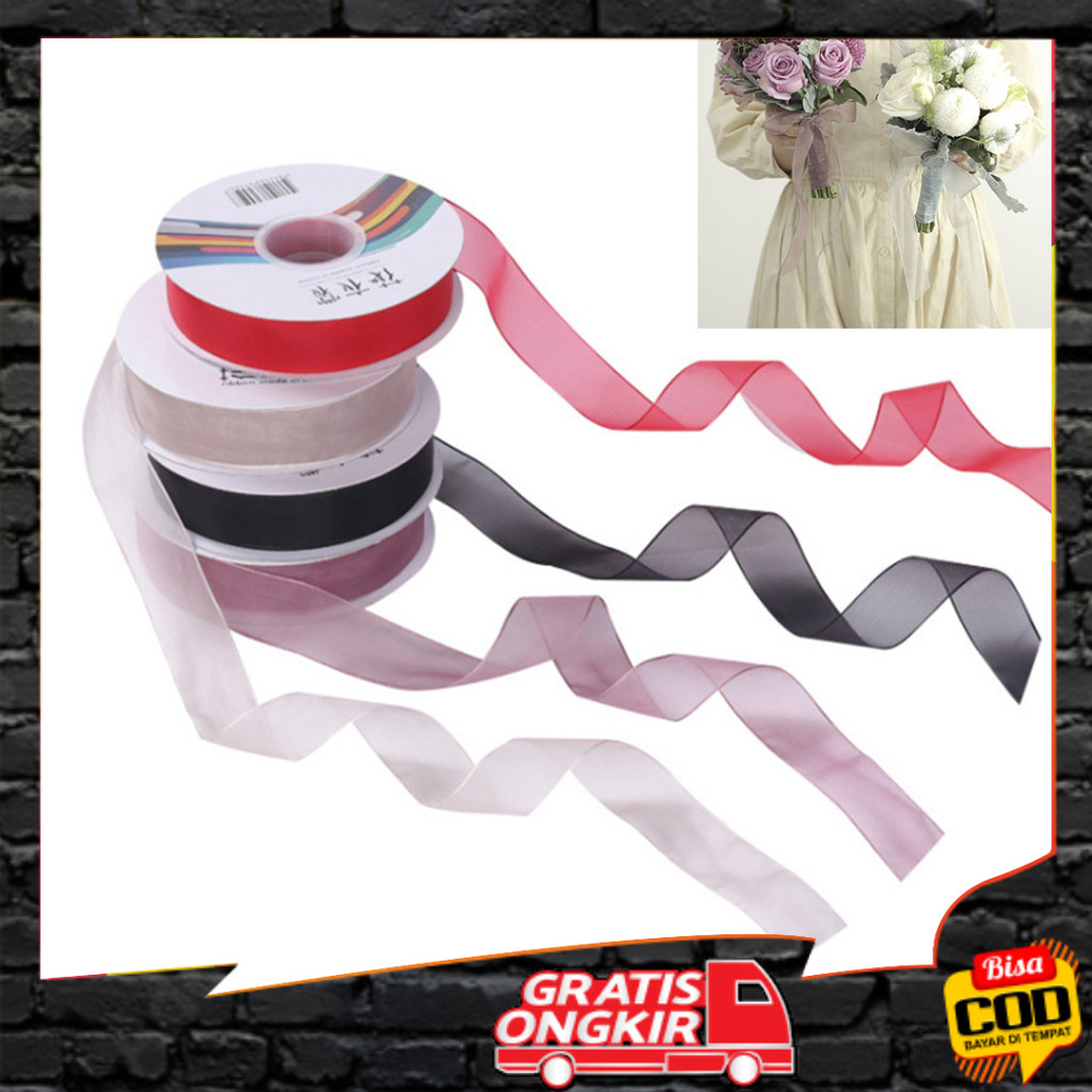

BISA COD Pita Organza Premium Per 1 Meter Harga / Pita Kado / Pita Bunga Buket / Dekorasi Bunga Bouquet KB25