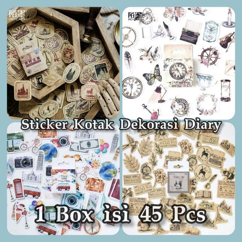 

45pcs (1 BOX) Sticker WILDLIFE Decor Planner DIY Journaling Stiker Dekorasi Jurnal - 4 Varian 1 box