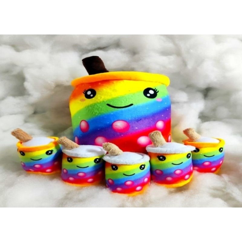 Boneka boba beranak warna pelangi