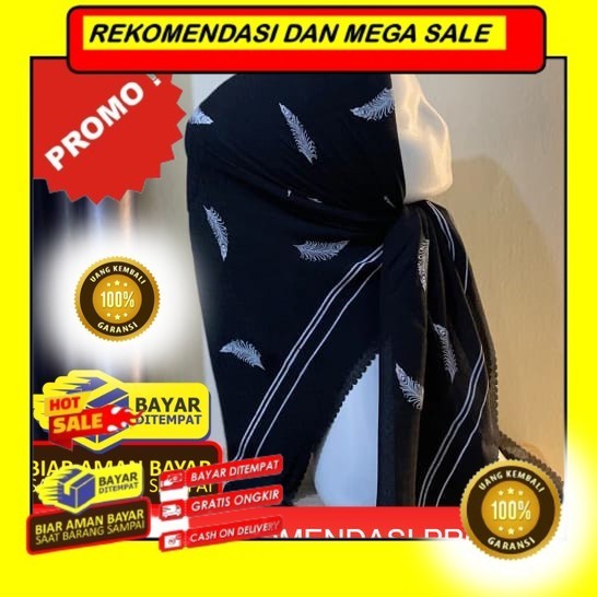 Rekomendasi SEGIEMPAT TASEL MOTIF TERBARU hijab pom kotak krudung cantik - Hitam Promo Terlaris