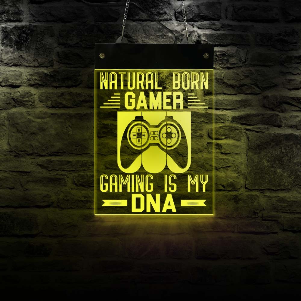 

Gaming Is My DNA Natural Born Gamer Life Decorative Signs Lights LED Hanging Acrylic Board For Game Room Home Bar Lighting Décor