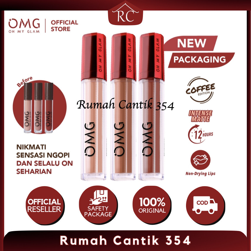 SHADE BARU OMG LIP CREAM RUMAH CANTIK 354 ALWAYS ON NEVER FADE OH MY GLAM MATTE KISS LIP CREAM 3,5 G