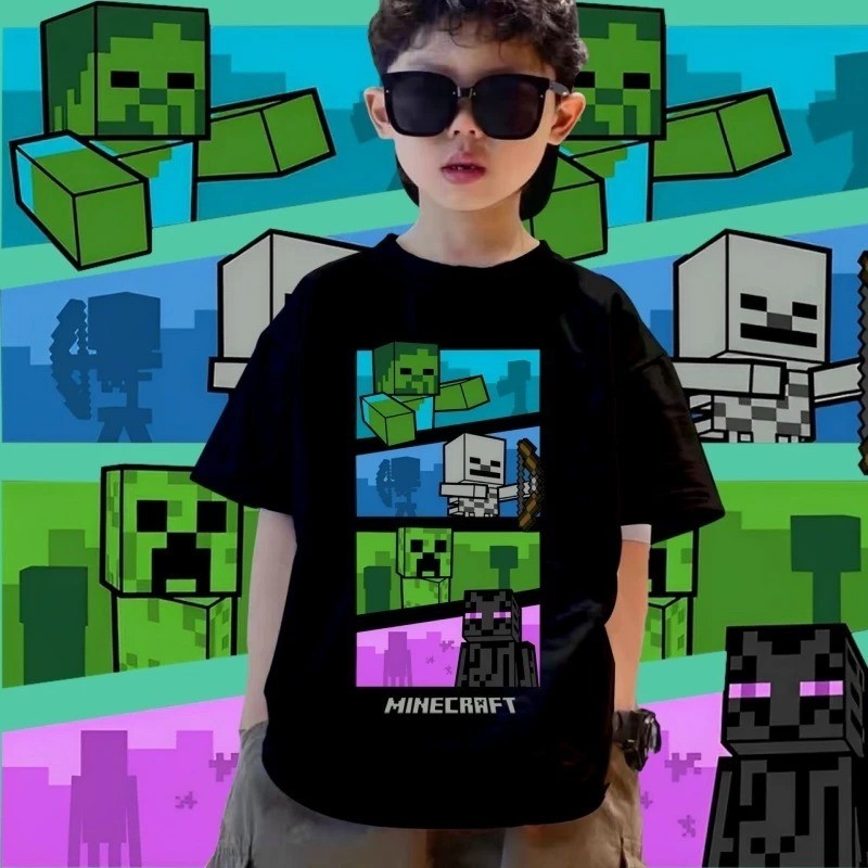 MINECRAFT CREEPER Kaos Anak 1-12 Tahun Laki-Laki Perempuan | Cotton 30's Premium Oversize - Bayi, An