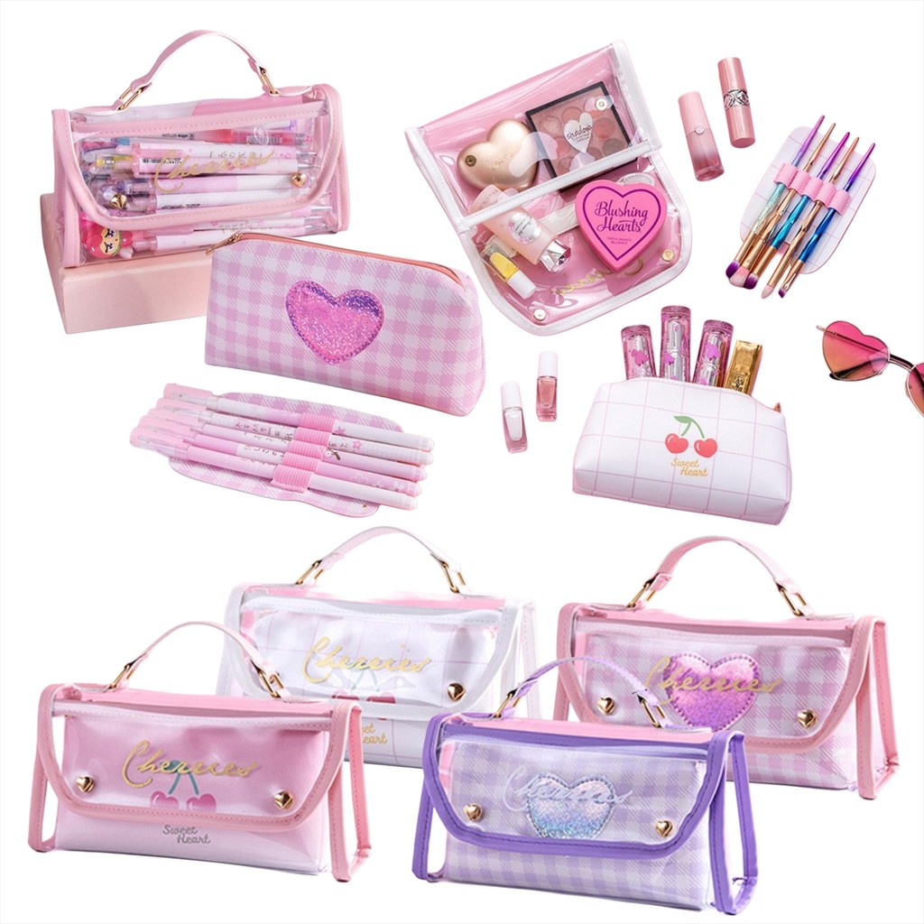 

MW024 Tempat Pensil Heart Cherry Organizer Pencil Case Bolpoin Kotak Dompet Pouch Stationary