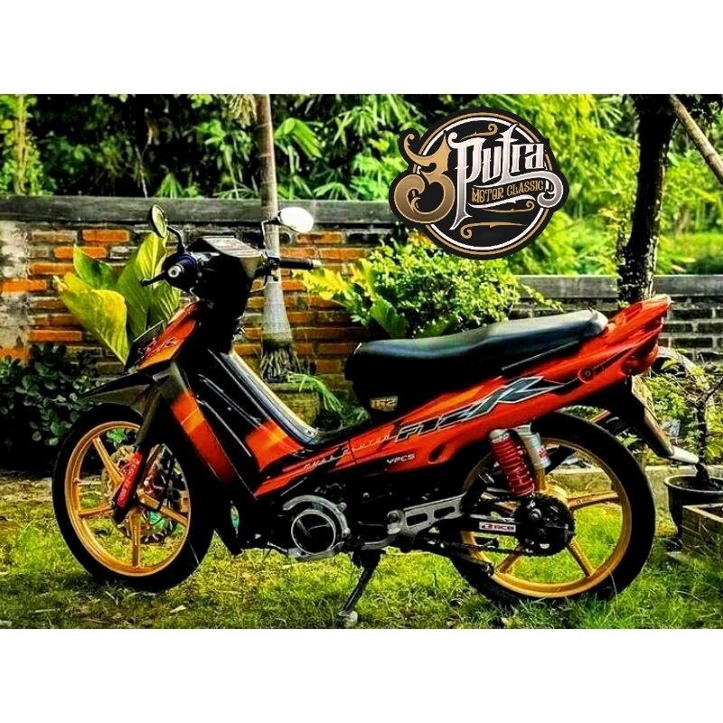 Striping lis sticker standar yamaha fiz r full clutch 2003 orange hitam stiker fiz r oren 2003 full 