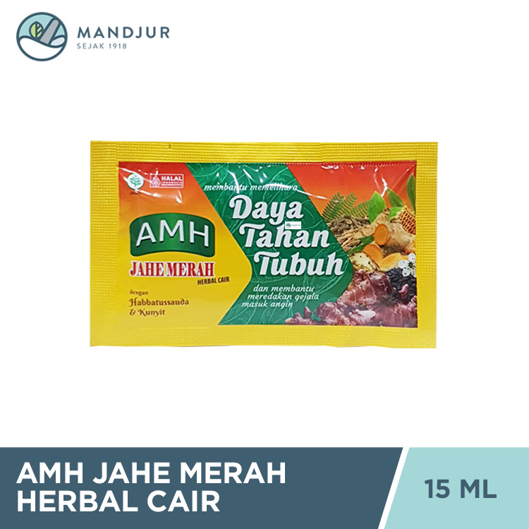 AMH Jahe Merah Herbal Cair Sachet 15 mL - Meredakan Gejala Masuk Angin