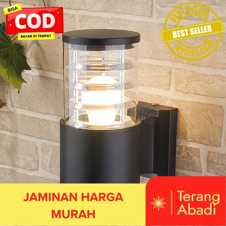 LAMPU DINDING TAMAN OUTDOOR 1 X FITTING E27 BULAT KISI KISI BENING