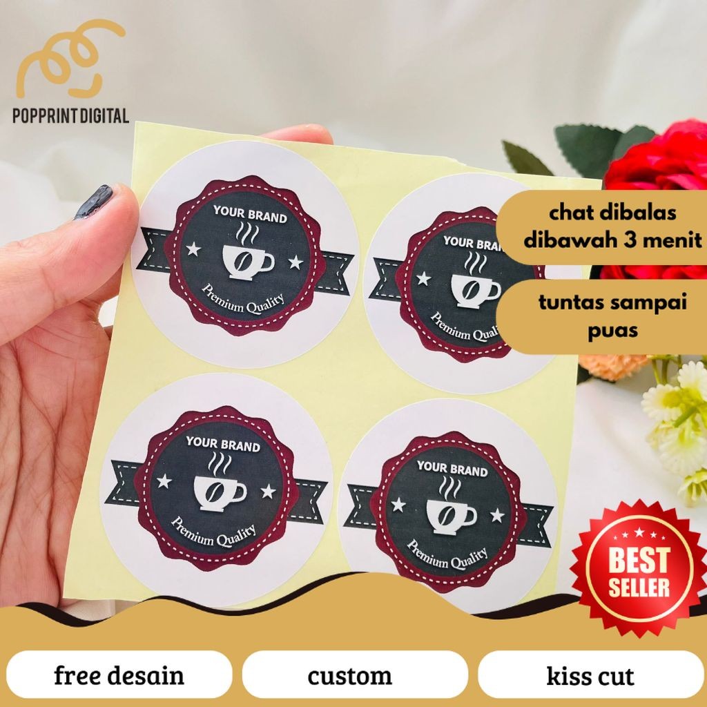 

PopPrints 2-4 Cetak Sticker Label Minuman Murah Tema Kopi Stiker Kemasan Botol Cup Coffe Free Desain Coffee