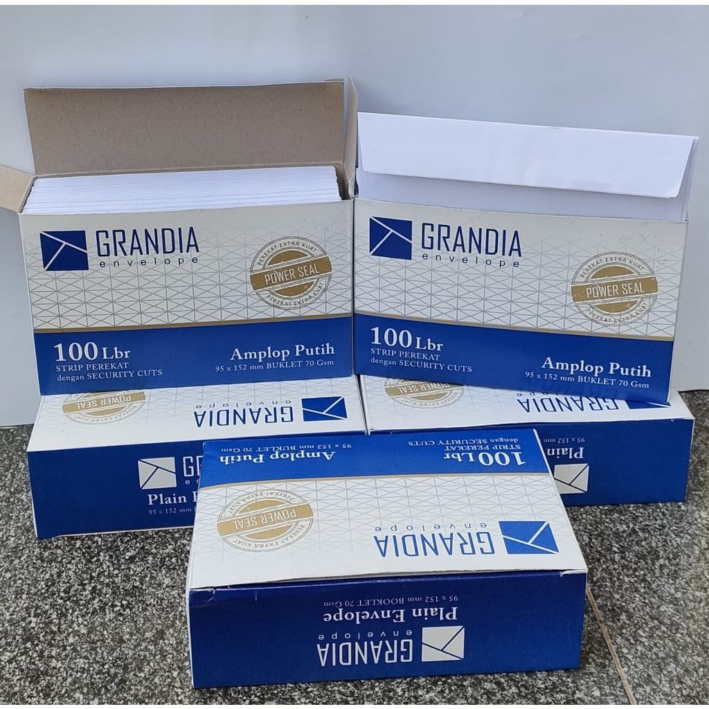 

(COD) 1 Slop isi 5 Pack - Amplop GRANDIA 1 pack isi 100 lembar - P104 Polos