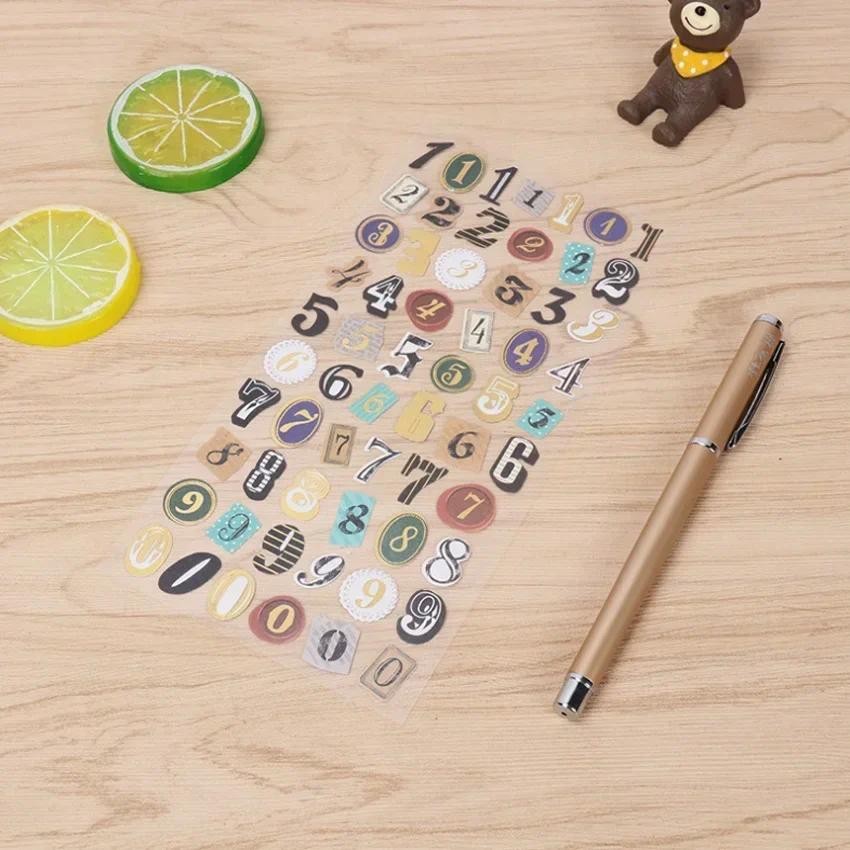 

6pcs/pack Retro For Children PVC Gift Stickers English Alphanumeric Scrapbooking Stationary Set
