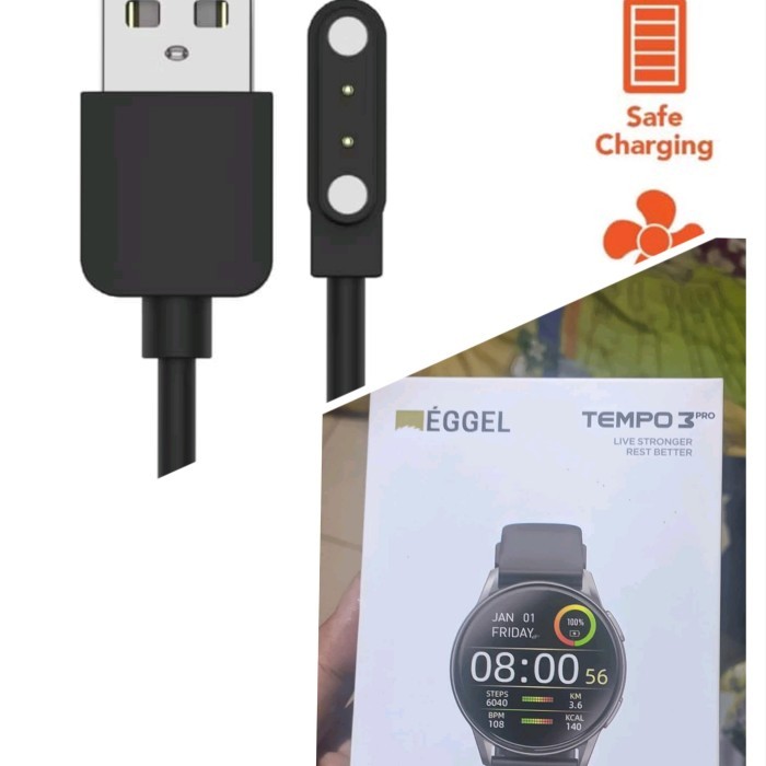 Eggel Tempo 3 Pro Smart Watch Kabel Charger Smartwatch Eggel Tempo 3 Pro Magnetic 2 Pin