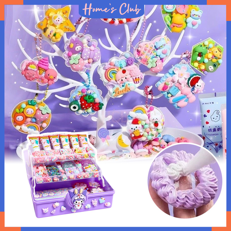 

DIY Gantungan Kunci Deco Cream Guka Set Gantungan Kunci Bahan Kotak Mainan Anak Perempuan