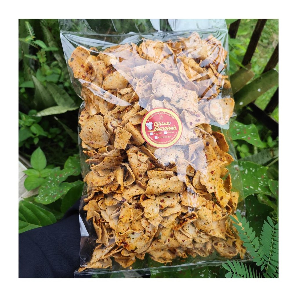 

CIKRUH BAROKAH 1KG Kripik Keripik Basreng Tipis pipih kemasan Bumbu Melimpah Daun Jeruk Snacks Pedas Asin Cemilan Food