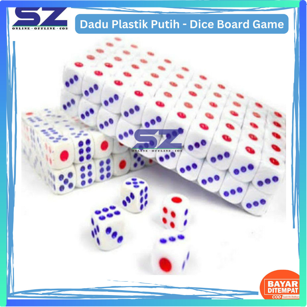 Dadu Plastik Putih - Dice Board Game ludo ular tangga pop it angka