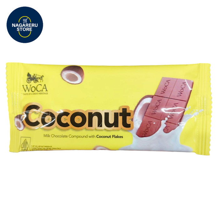 

Woca coconut milk chocolate compound with coconut flakes 25gr