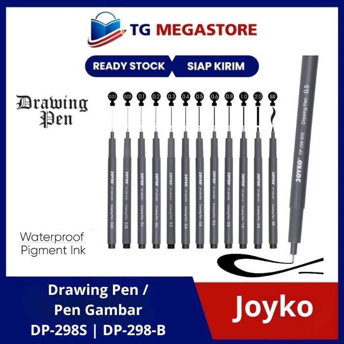 

Drawing Pen / Pena Gambar Joyko Satuan DP-298-B Waterproof Pigment Ink