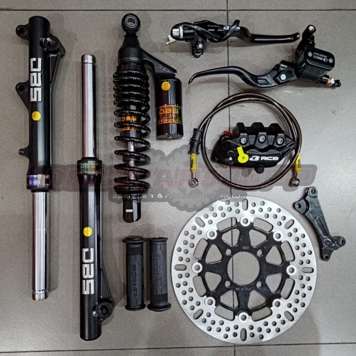 Paket Full set master rem rcb e3 12.7mm kanan kiri + kaliper 2 piston + selang 90cm + handgrip + dis