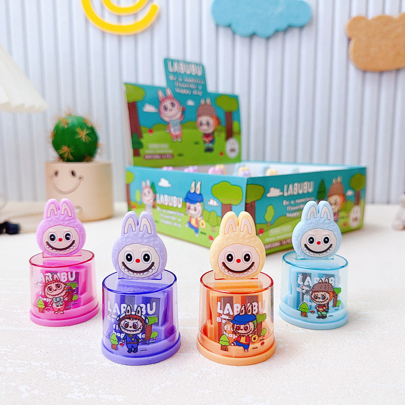 

New Labubu Pencil Sharpener Sanrio Double Hole Pencil Sharpener Children'S Study Stationery Cartoon Dolls Toys Kid Birthday Gift