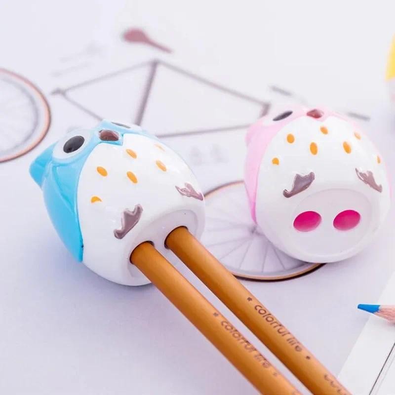 

Cute owl Double Hole Pencil Sharpener Creative Transparent Pen Knife Kawaii Owl Kid Student Cutting Stationery School Supplies