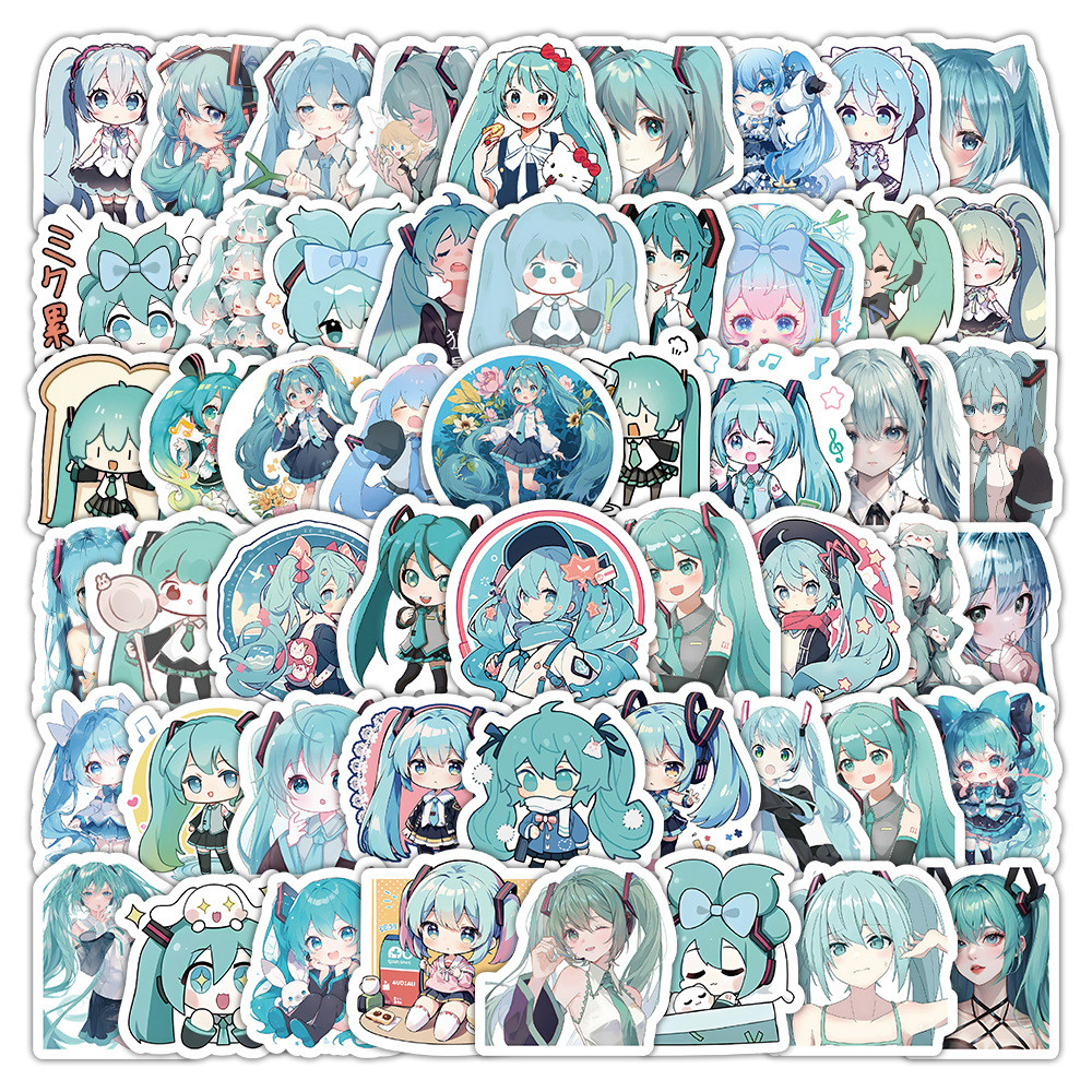 

100PCS Kawaii Hatsune Miku Stickers Cartoon Cute Anime Decals Phone Laptop Stationery Waterproof Sticker Pack for Kids Girls