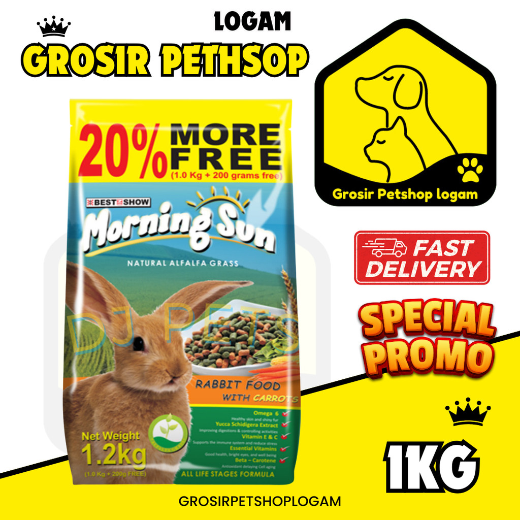 Morning Sun Rabbit Food with Carrot 1.2KG Makanan Kelinci Pelet Wortel