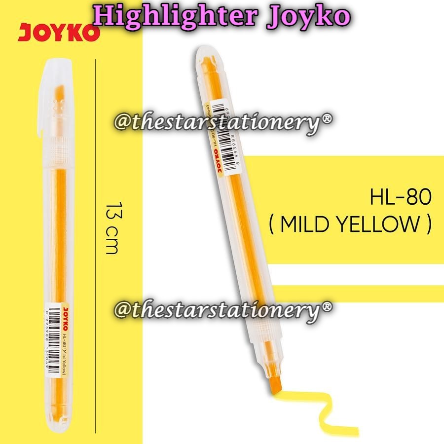 

(1 Buah) GROSIR Highlighter JOYKO HL-80 Mild Yellow / Highlighter Penanda Berwarna Joyko HL-73 ~ 84