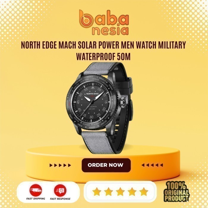 NORTH EDGE MACH Solar Power Men Watch Military Waterproof 50M